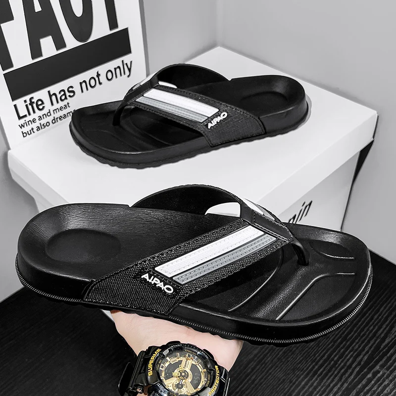 

Outdoor Male Thong Slippers Large Size Non Slip Soft Sole Beach Flip Flops Breathable Waterproof Comfortable Summer Daily