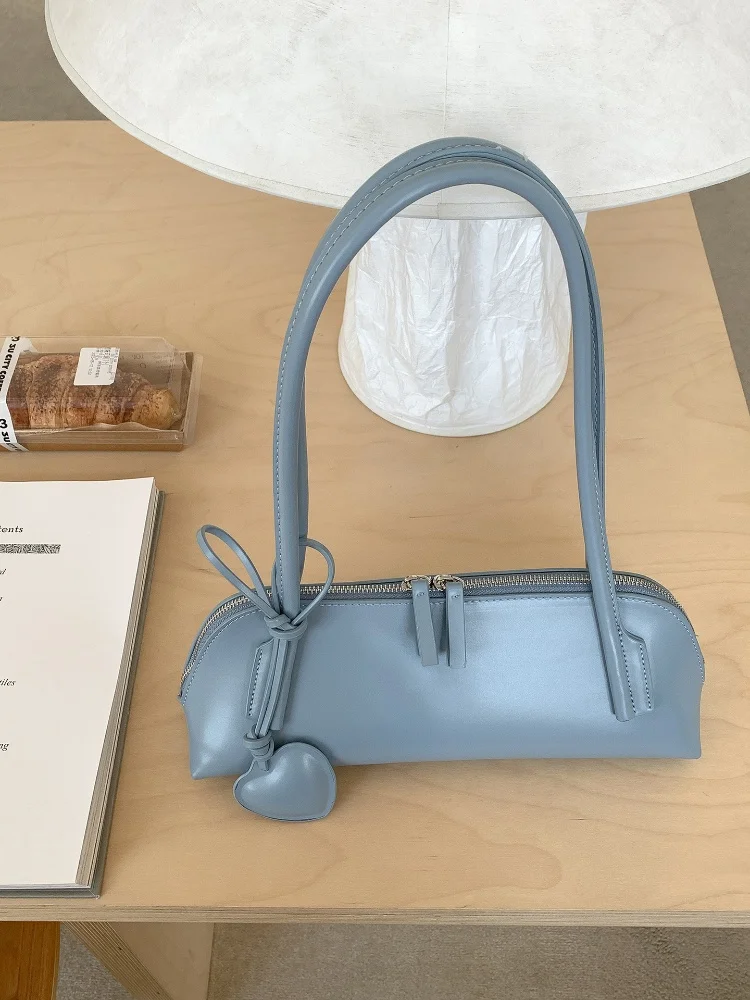 تنوعا الرجعية الكورية نمط القلب الرغيف الفرنسي حقائب اليد للنساء بلون بولي Leather حقائب جلدية تحت الإبط بسيطة التنقل عادية حمل