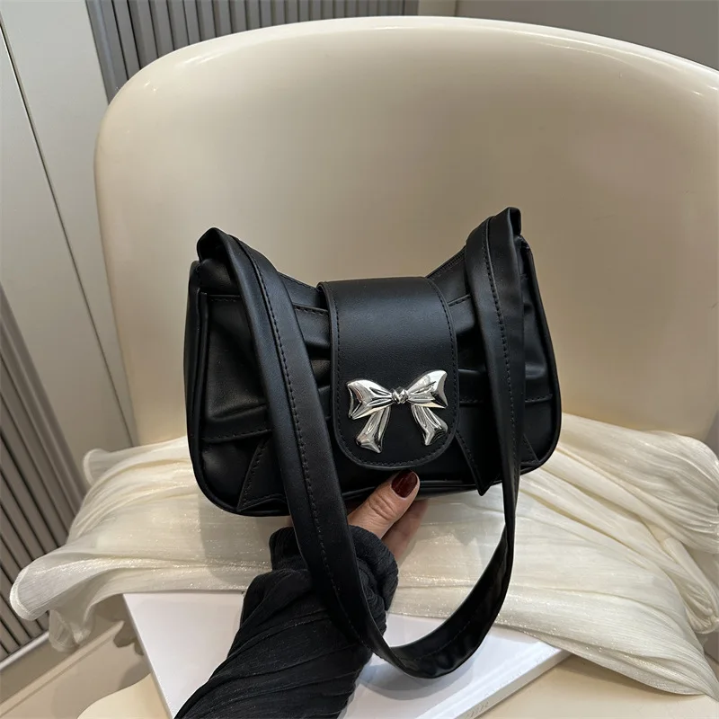 

Корейская женская сумка на плечо с металлическим бантом, модные новые черные, белые, серебряные, розовые кошельки и сумки для женщин, сумки для телефонов