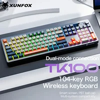 Xunfox TK100 Bluetooth teclado inalámbrico de modo dual escritorio portátil Oficina E-Sports gaming RGB efecto de luz carga robot sensación