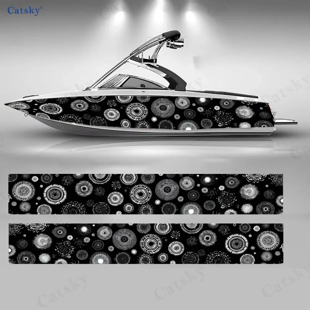 2Pcs Cyber Gear Star Array Boat Stickers, PVC Waterproof Durable Vinyl Wrap Decals for Fishing Boats, Durable and Stylish Design