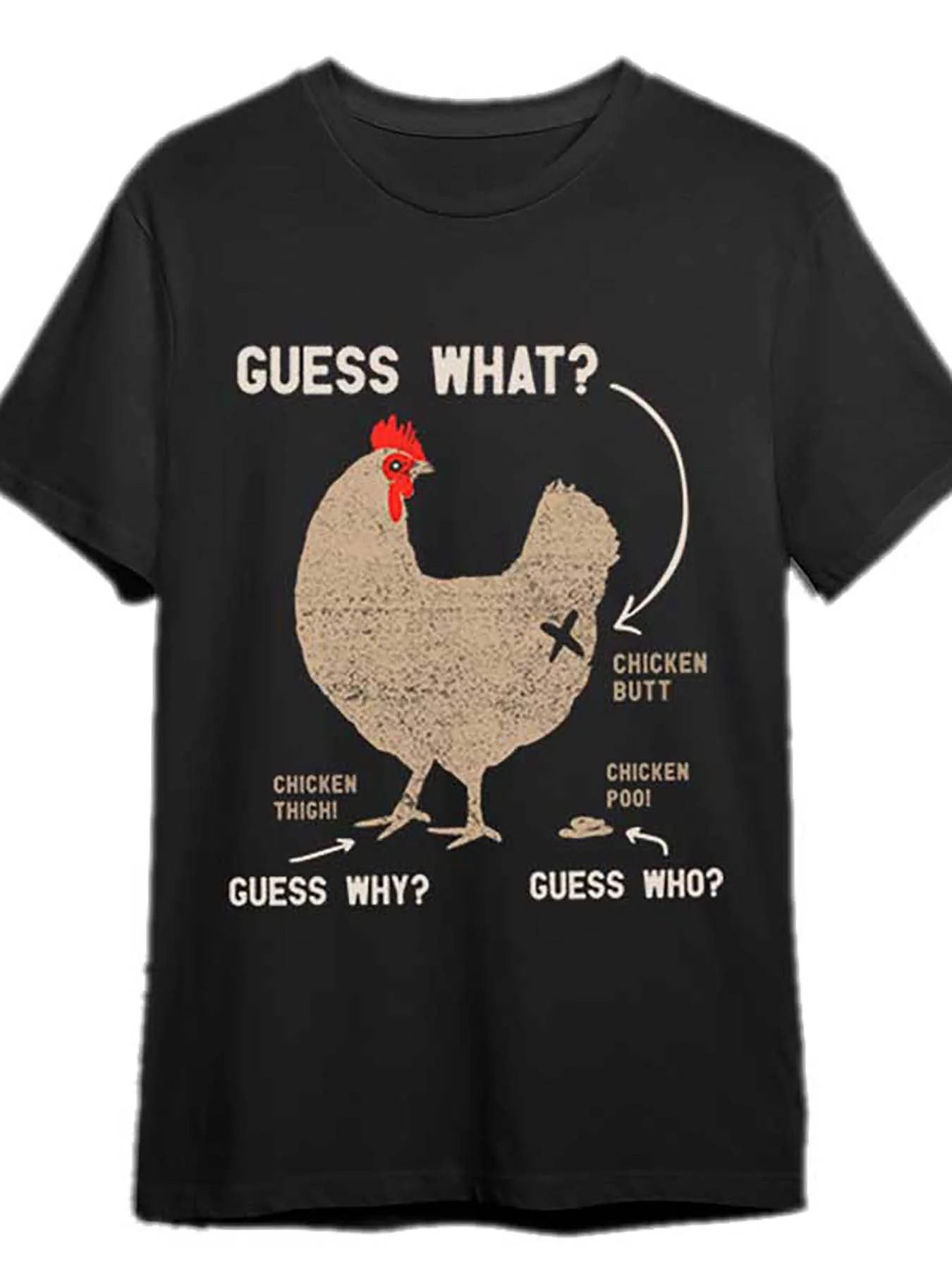

Men's Funny Chicken Butt Graphic T-Shirt with Chicken Butt Egg Carton Design Soft Pure Cotton Shirt