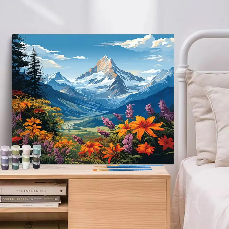 CHENISTORY Pictures By Number Snow Mountain Scenery Kits Painting By Number Drawing On Canvas HandPainted Art Home Decoration