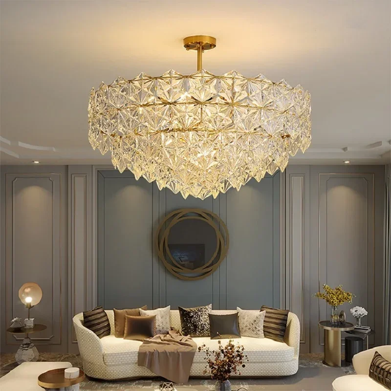 Snowflake Glass Chandelier luxury crystal decoration Light For Living Room Hall Interior Home Bedroom Kitchen Island Light