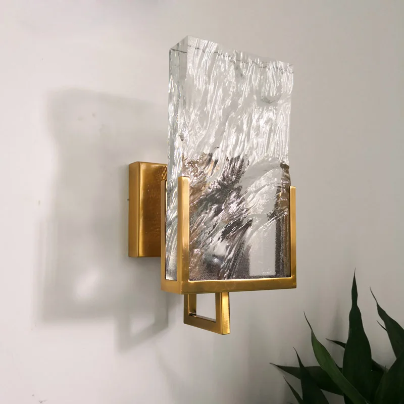 

Nordic luxury art ice crystal wall lamp minimalist dining room light villa bedside bedroom led wall sconce