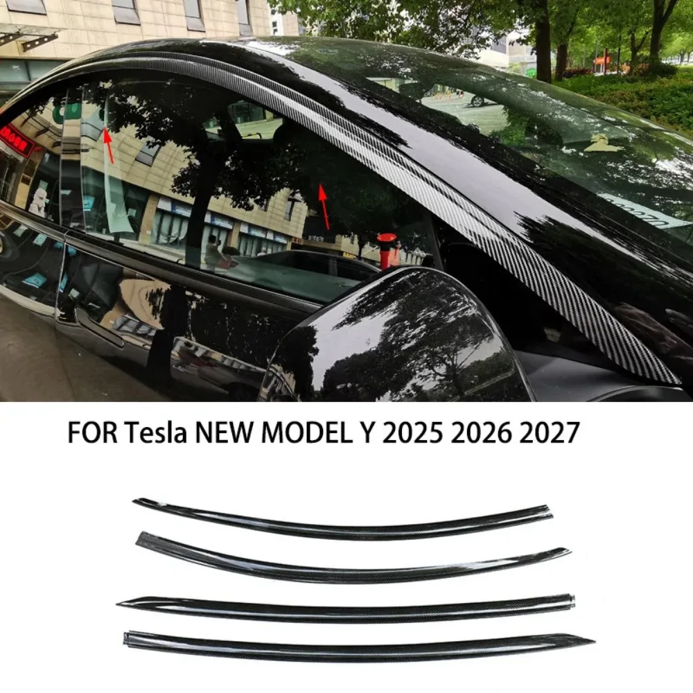 

Car Accessories For Tesla NEW MODEL Y 2025 2026 2027 ABS Black Waterproof Door Window Visor Vent Shades Sun Rain Guard