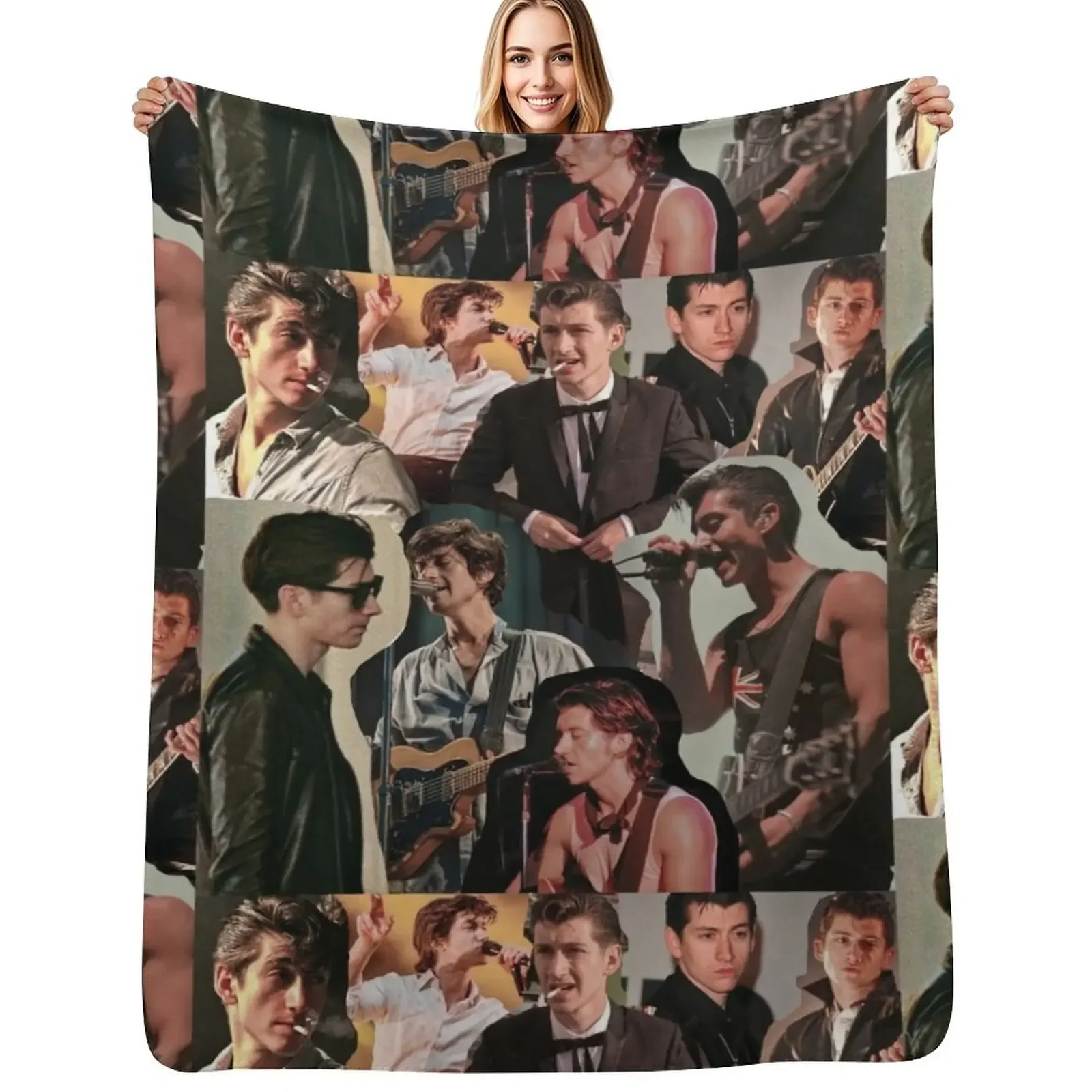 

Alex Turner Arctic Monkeys Collage Throw Blanket Thins For Decorative Sofa christmas gifts Blanket