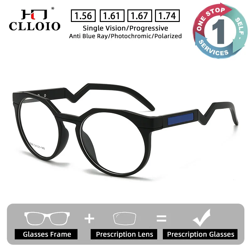 

CLLOIO Fashion Minimalist Comfortable Prescription Glasses Anti Blue Light Myopia Glasses TR90 Round Progressive Reading Eyewear