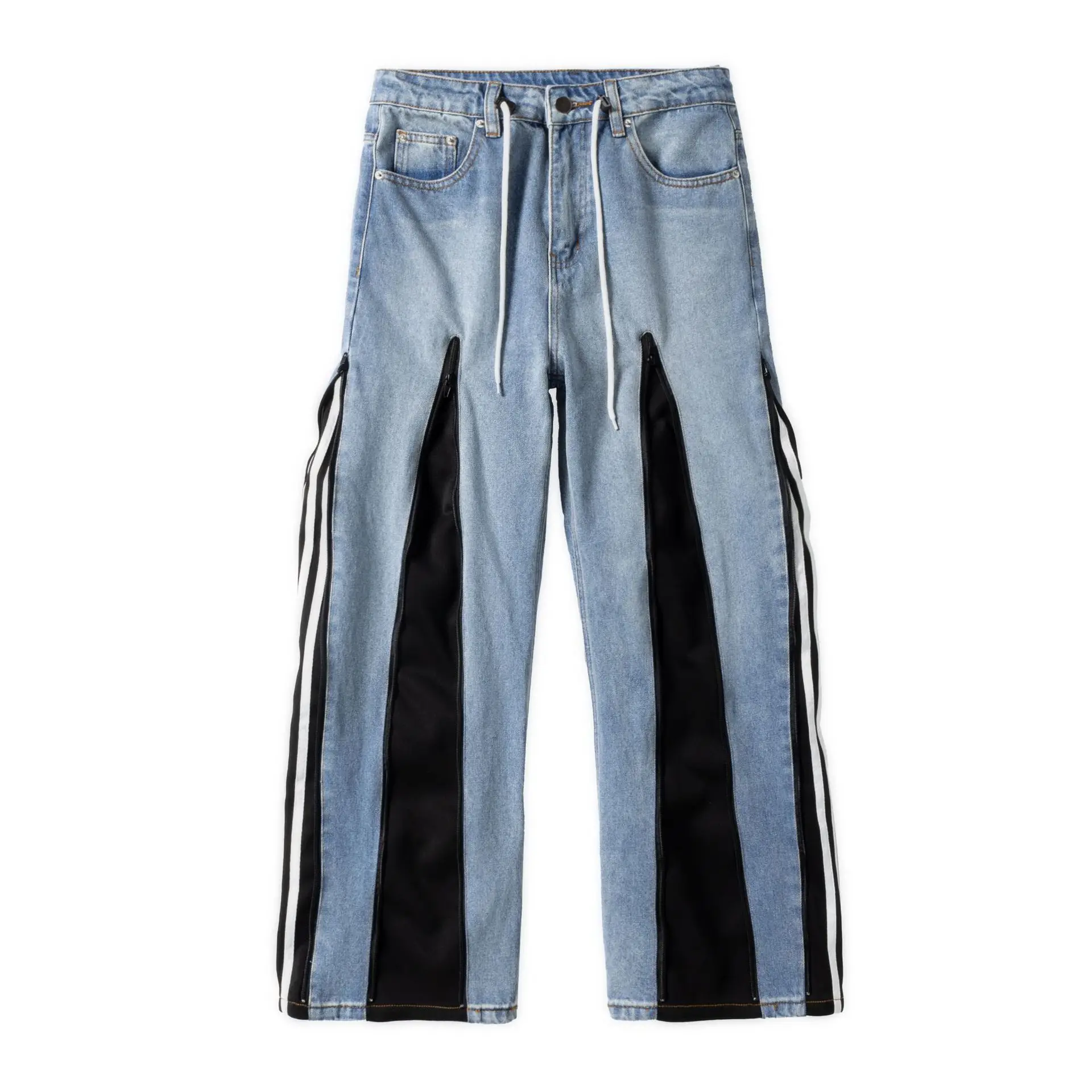 

Men's Fashion Loose Fit Oversized Hip Hop Jeans Pants High Street Personality Design Denim Trousers Streetwear Drawstring Jeans