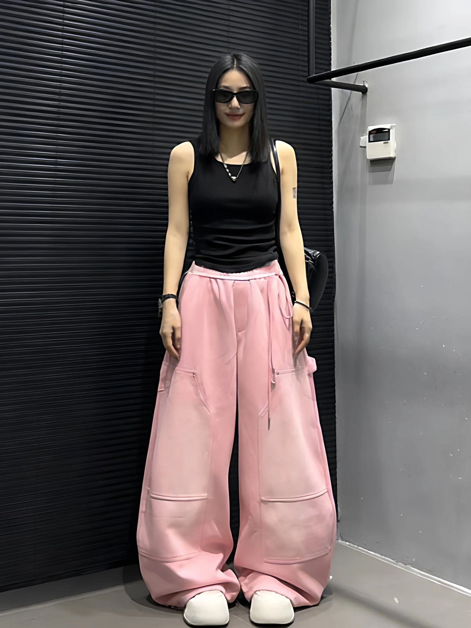 

Spring New Women's Pure Cotton Elastic Waist Work Pants Casual Long Trousers Loose Slimming Cuffed Street Style Organic Cotton