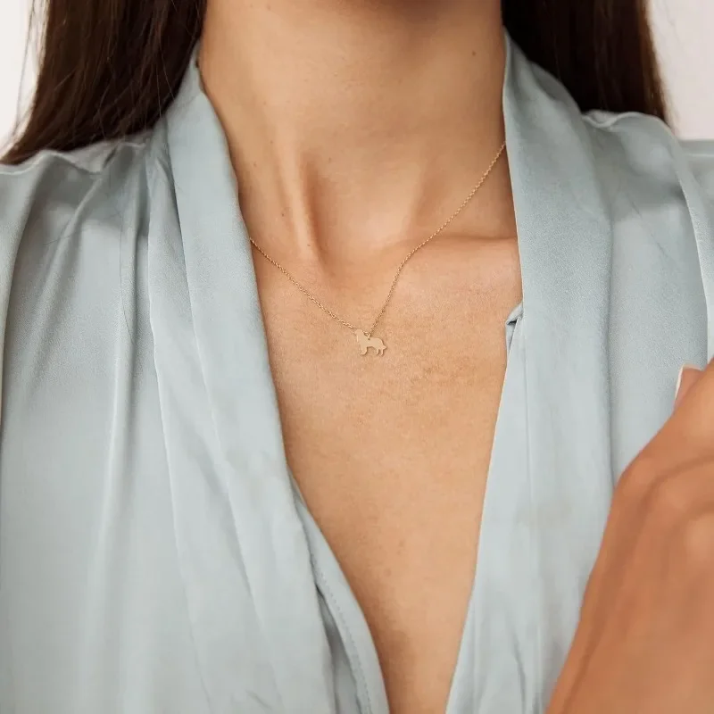 Dainty 14K Gold Plated Snake Turtle Cat Dog Pendant Necklace Simple Cute Elephant Bear Necklaces for Women  Animal Jewelry Gift image 6