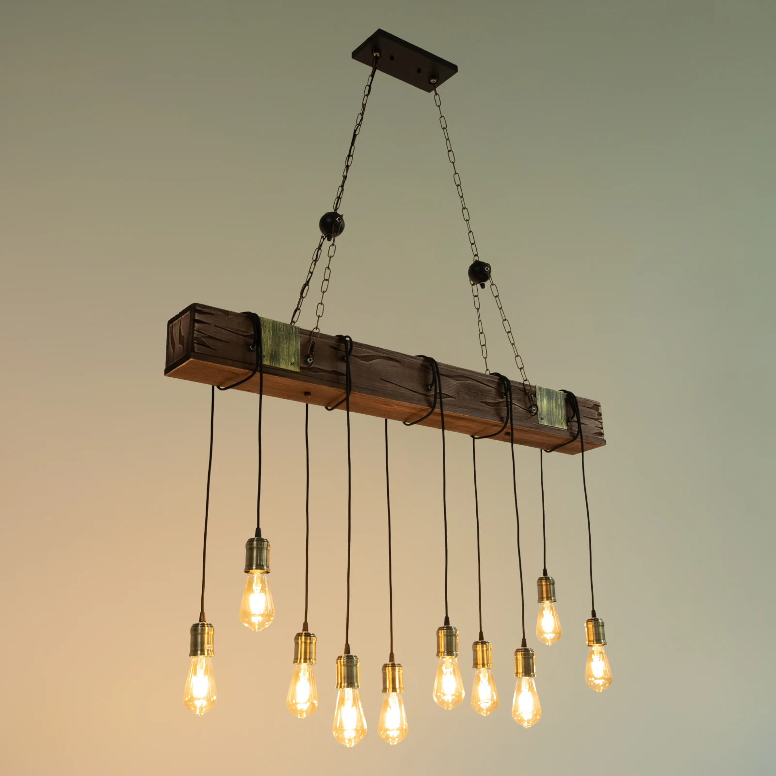 2025 Modern Rustic Industrial 10 Light Chandelier Pendant Lamp Linear Island Ceiling Fixture Home Application Lighting