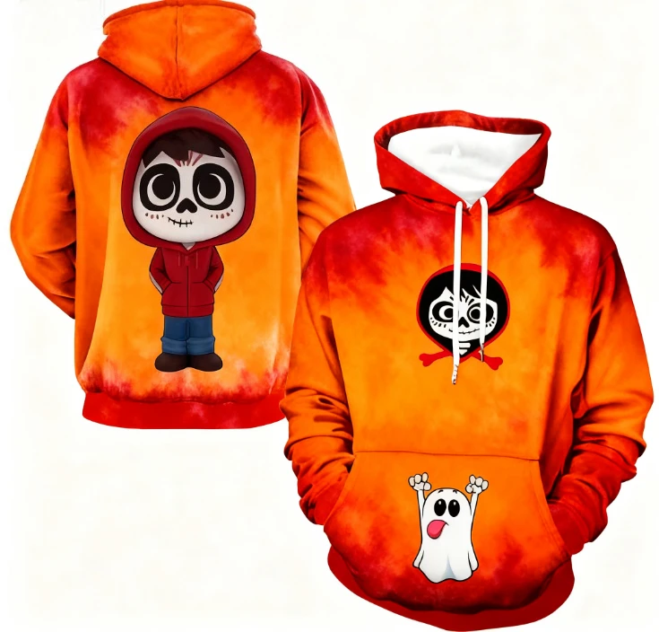 Nueva primavera y otoño patrón impreso 3D cráneo COCO suéter con capucha regalo de feliz Halloween Top de poliéster... Sudadera con capucha de anime harajuku