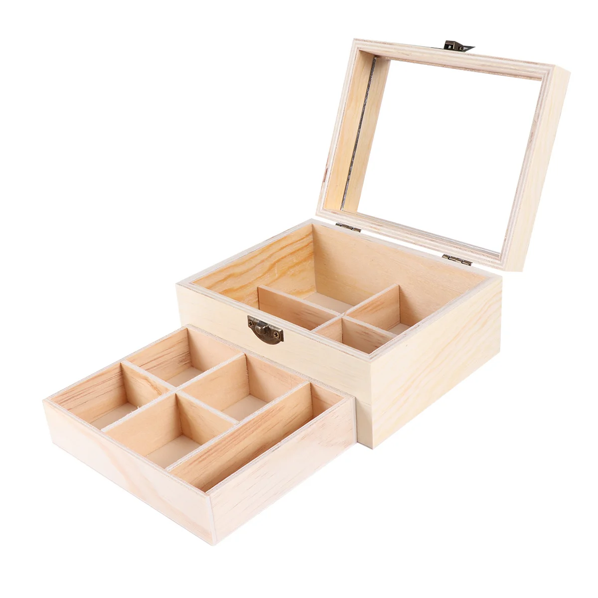 

1pc 'S Painted Clay Jewelry Box Wooden Lightweight Craft Design Double Mirror Organizer Storage Dresser Eco-Friendly