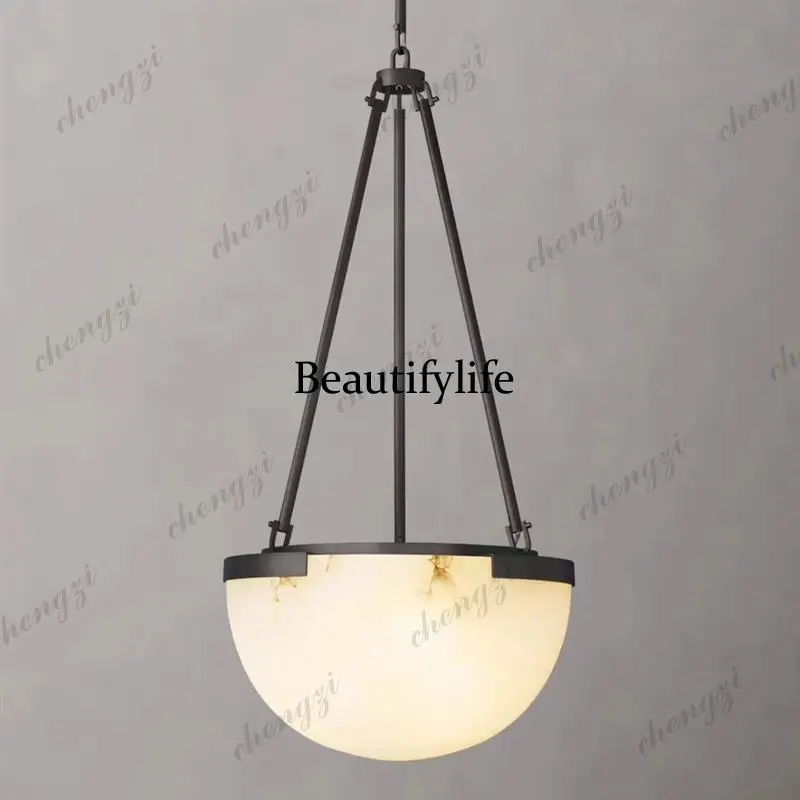 Natural Spanish marble chandelier retro light luxury restaurant living room lobby aisle B & B villa model room chandelier