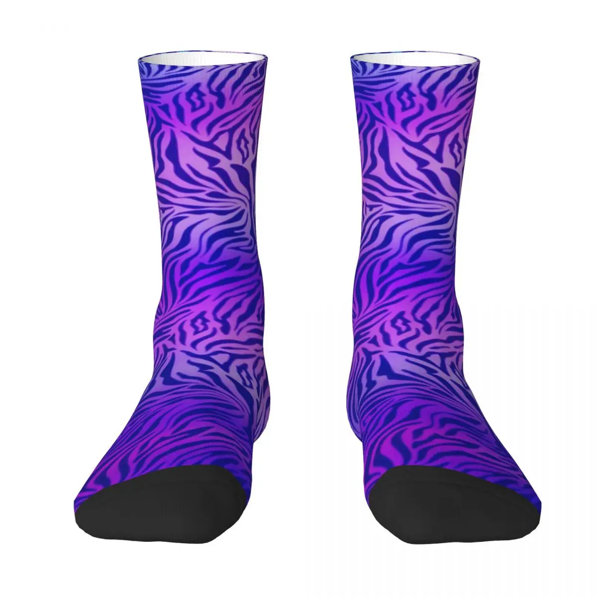 Blue Purple Zebra Stockings Animal Print Printed Funny Socks Autumn Non Slip Socks Women Men Outdoor Sports Warm Soft Socks