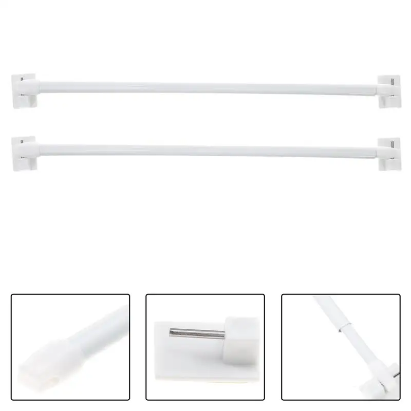 

2Pcs Adjustable Curtain Rod Bathroom Bar Shower Extendable Small Telescopic Poles Without Drilling Hanger Rods for Home Hotel