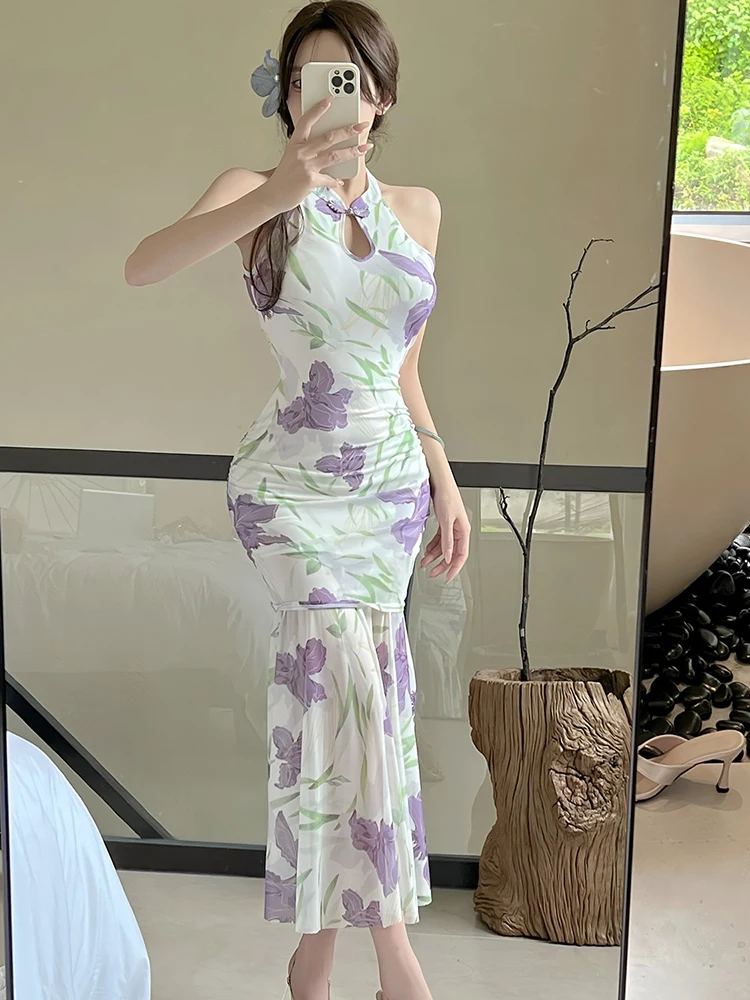 ผู้หญิง Boho ดอกไม้ Chic คอยาวชุดฤดูร้อน Elegant Ruffled ชุดลําลอง 2025 เกาหลีแฟชั่น Bodocn One Piece ชุด