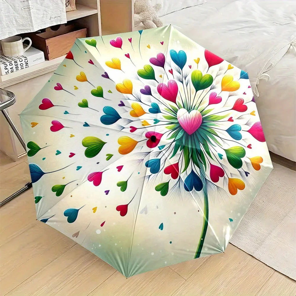 

Автоматический складной зонт с лепестками в форме сердца - компактный дорожный зонт, пастельные цвета (розовый, синий, зеленый, желтый)