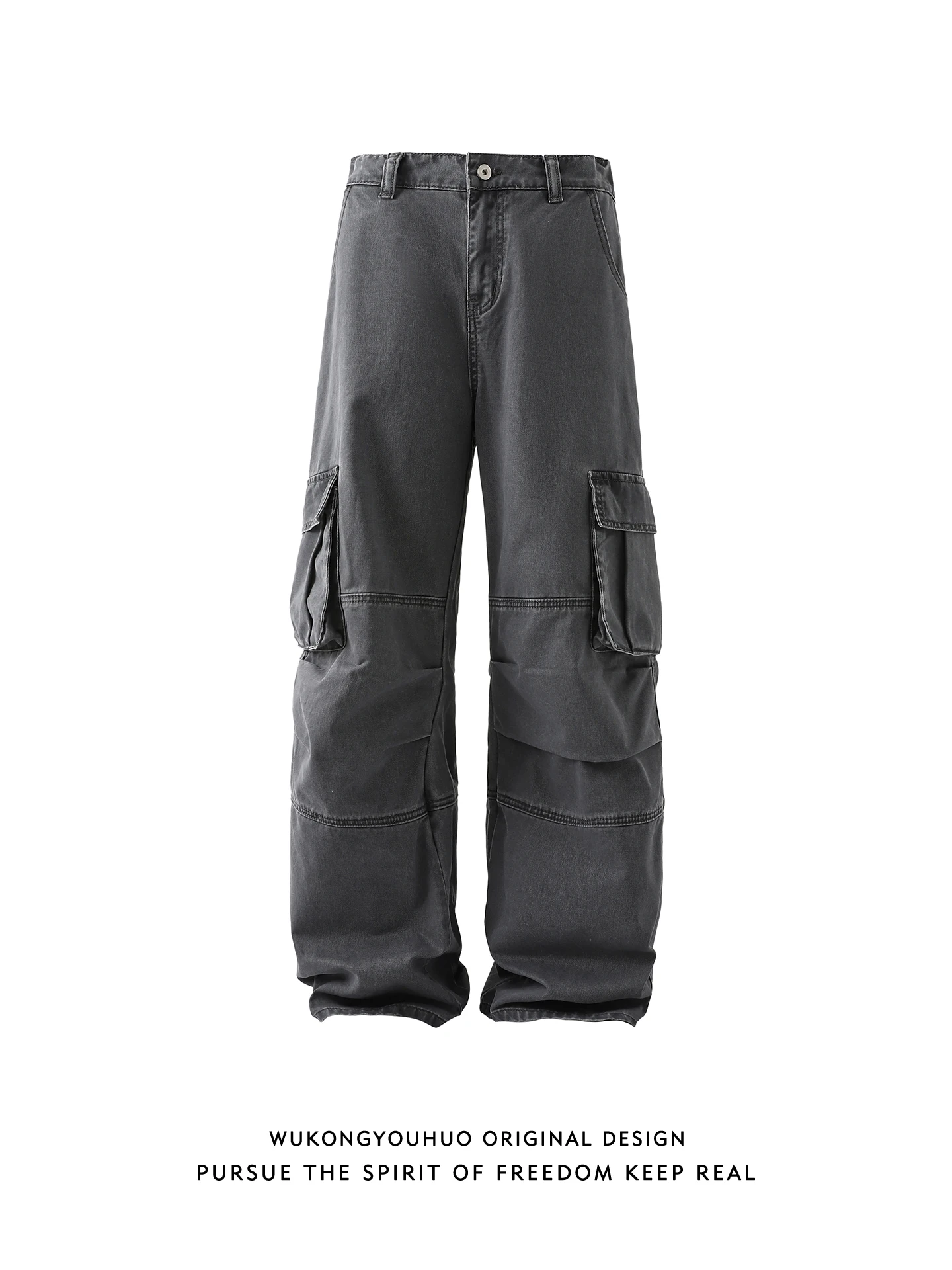 

Wukong Has Goods Trendy American Deconstructed Waed Work Pants Men's Vintage Loose Wide Leg Versatile Casual Long Pants