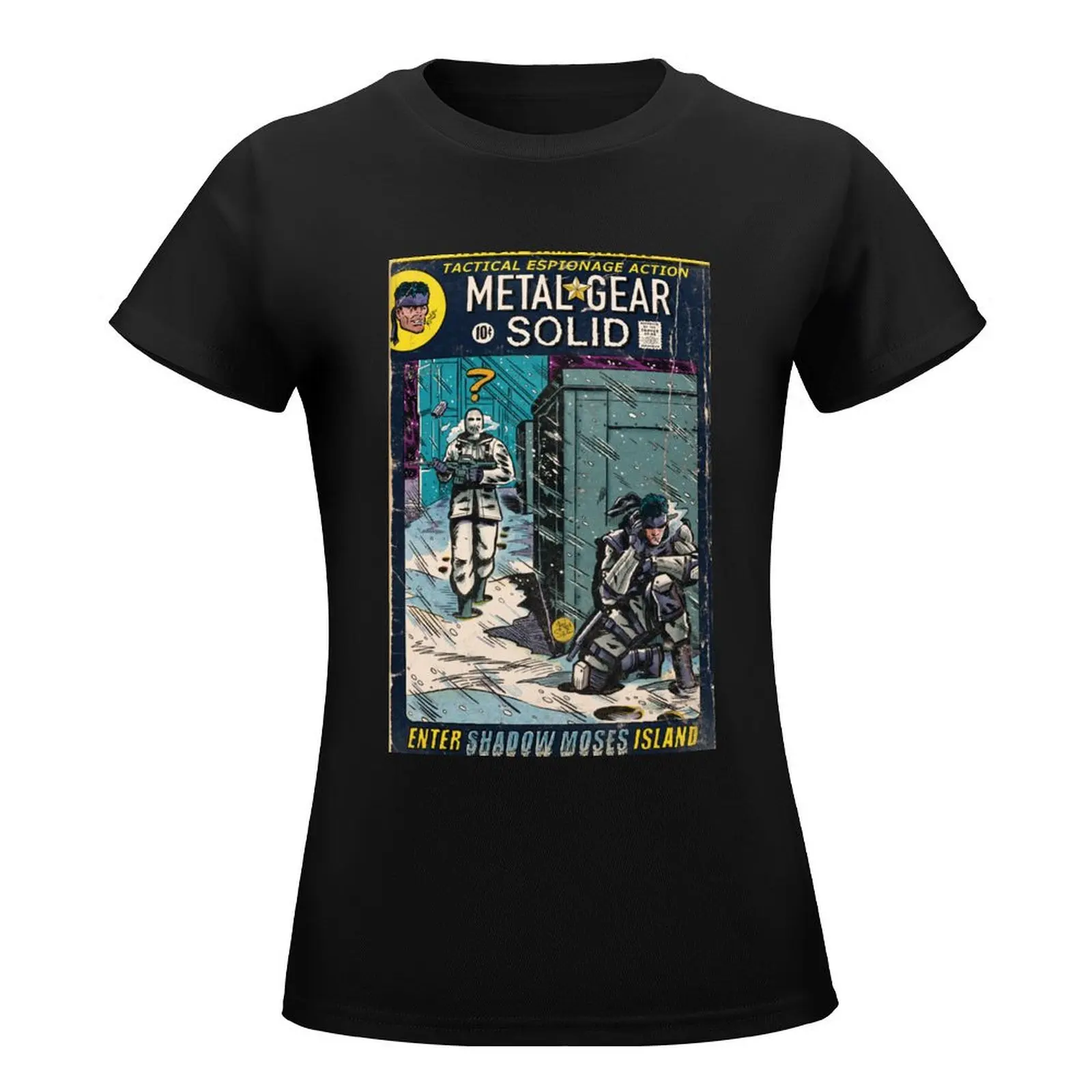 Metal Gear Solid - 'Enter Shadow Moses' Comic Book Fan Art T-Shirt cute tops shirts graphic tees luxury designer clothing Women