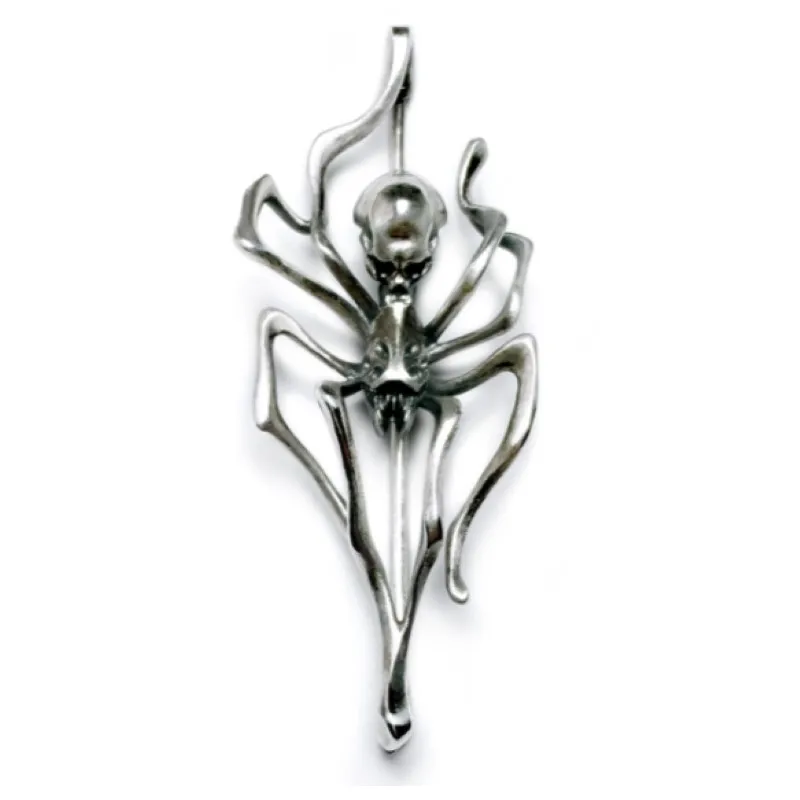 Vintage Gothic Hollow‑Out Skull Spider Brooch, Unisex Punk Lapel Pin Badge for Dark Gothic Outfit Costume Accessory
