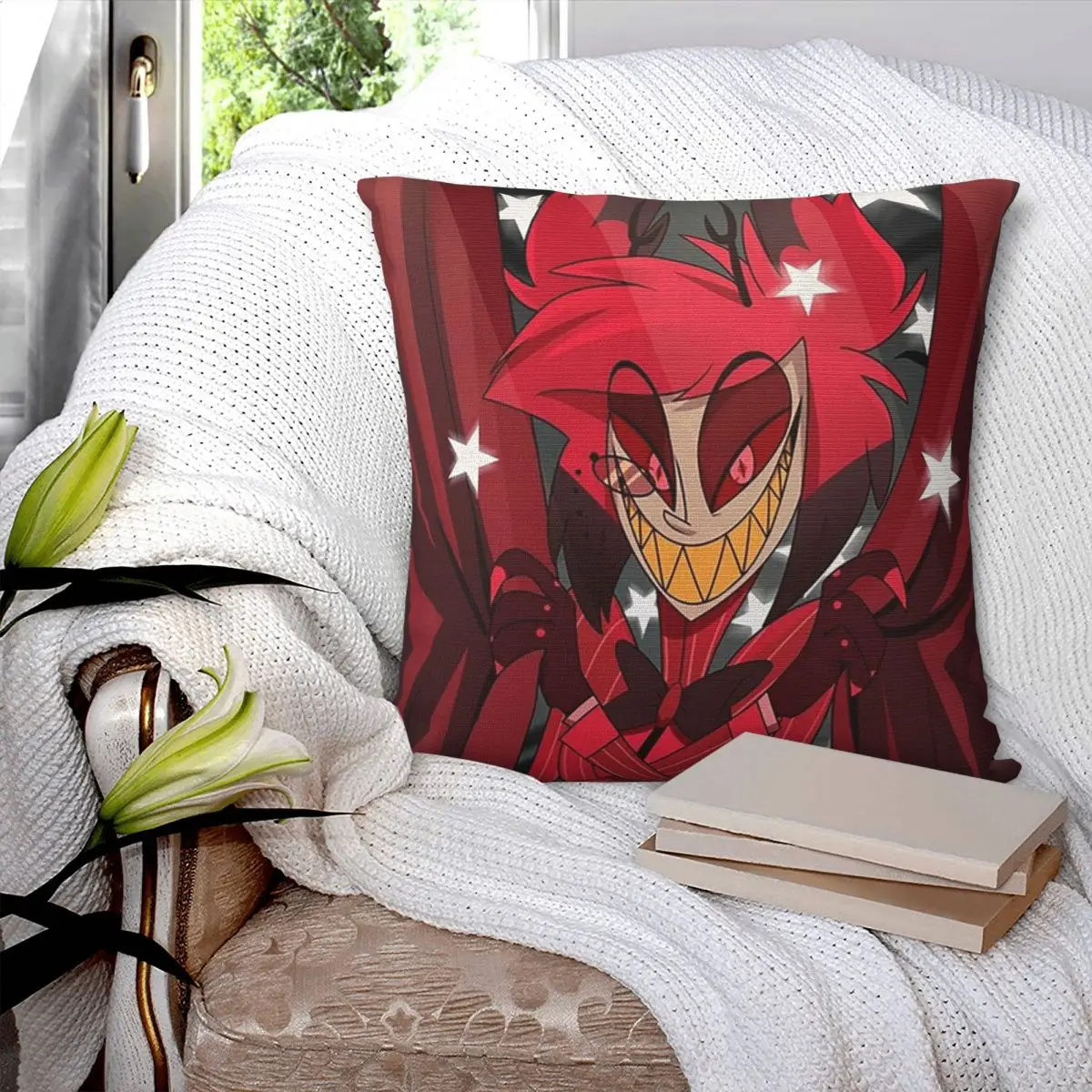 Alastor The Show Begins Square Pillowcase Pillow Cover Polyester Cushion Decor Comfort Throw Pillow for Home Car