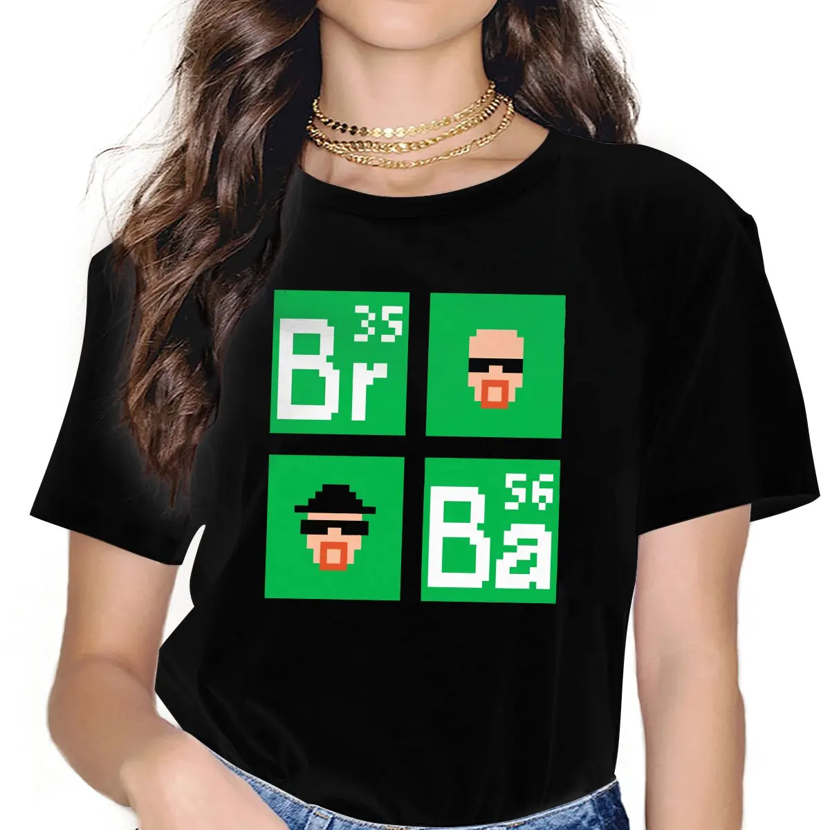 Movie Breaking Bad Pixel Art Pattern Tshirt Graphic Women Tops Vintage Goth Fibre Harajuku Polyester T Shirt