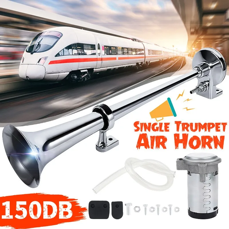 12V 150DB Single Trumpet Compressor Car Air Horn Super Loud Universal 17 Inch 180 Hertz Horn For Car Truck Boat Motorcycle