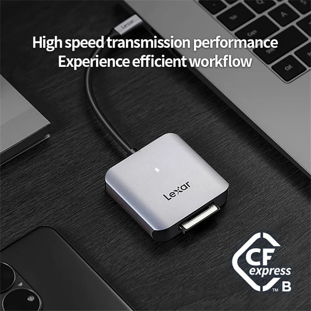 Lexar CFexpress Type B Card قارئ بطاقات من ليكسر CFexpress من النوع B عالي السرعة من النوع C قارئ بطاقات هاتف CFE بواجهة 8K 10Gbps USB3.2 Gen2 قارئ بطاقات ذاكرة