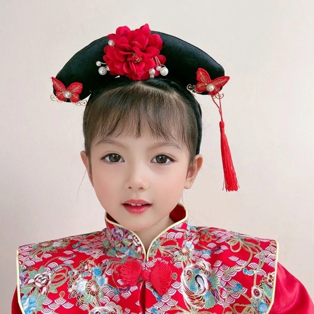 

Antique Flower Hanfu Headband Pearl Tassel Chinese Style Headwear Bow Crown Ancient Style Hair Hoop Women