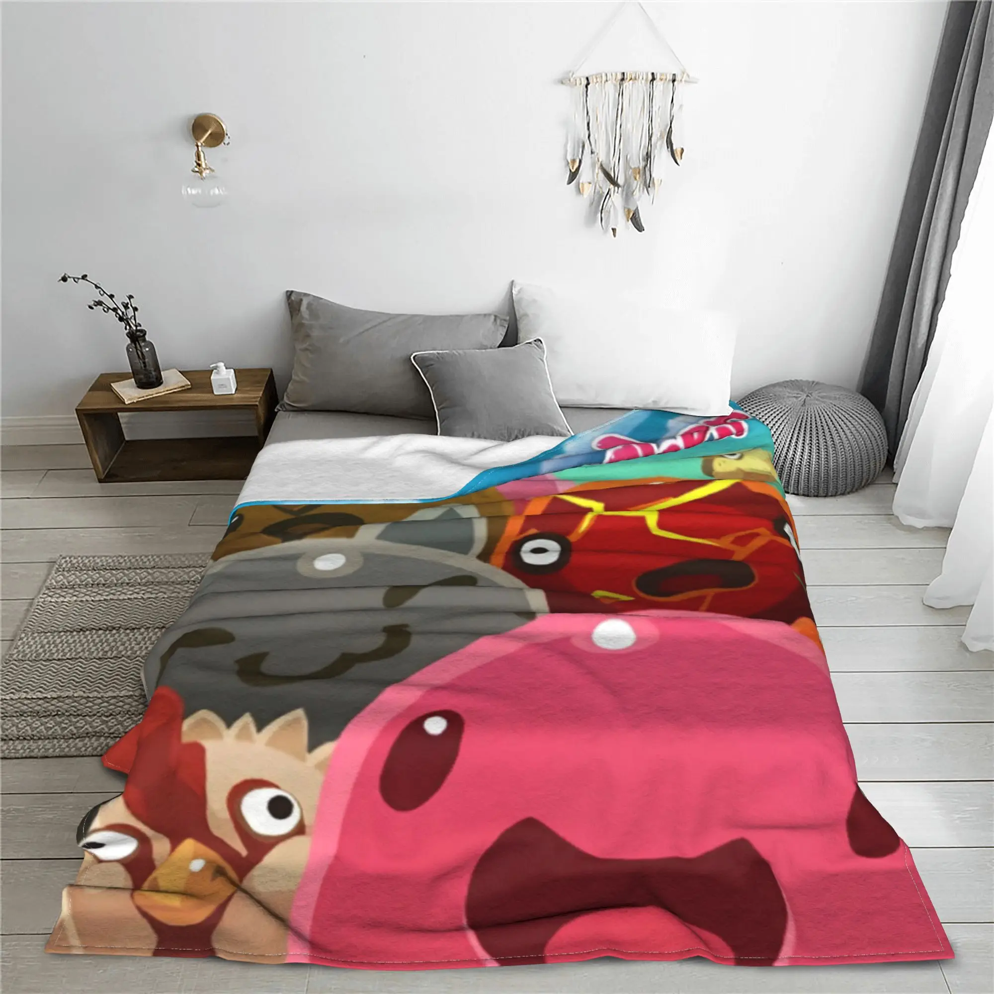 Slime Rancher Cartoon Game Blankets Anime Cute Plush Novelty Soft Throw Blanket for Bedding Lounge Decoration Office