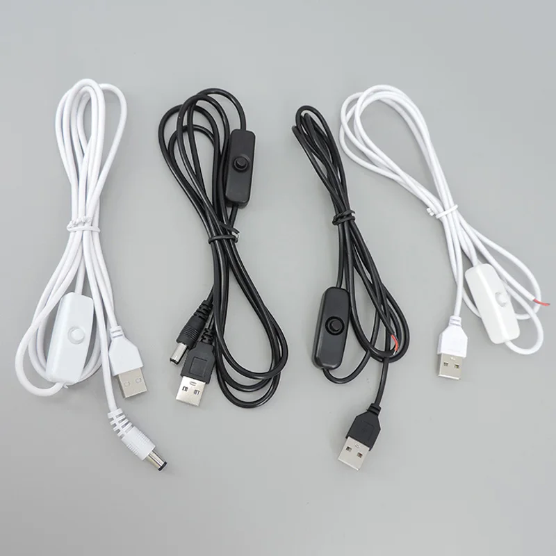 DC 5V USB Male Power Supply Wire with on/off button Switch Extension Cable for DIY LED Strips  u