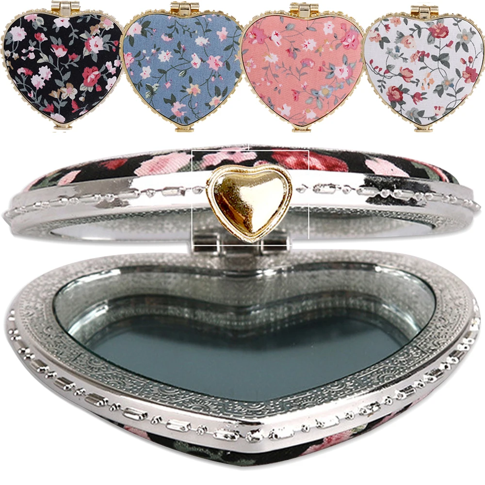 Vintage-Inspired Folding Compact Mirror Fabric-Covered Mini Makeup Compact portable Pocket Mirror High-quality Mirrors for Gift