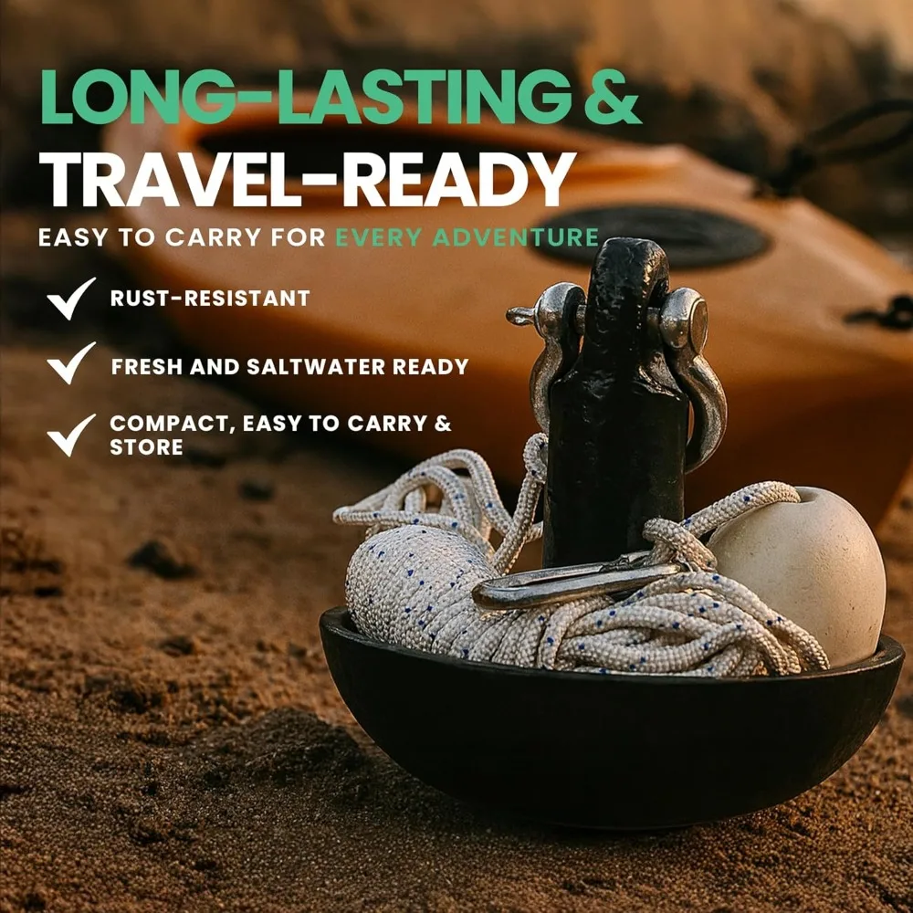 طقم مرساة الفطر نيوبورت بريميوم 10 رطل بما في ذلك الحقيبة والحبل والعوامة وإكسسوارات الفولاذ المقاوم للصدأ