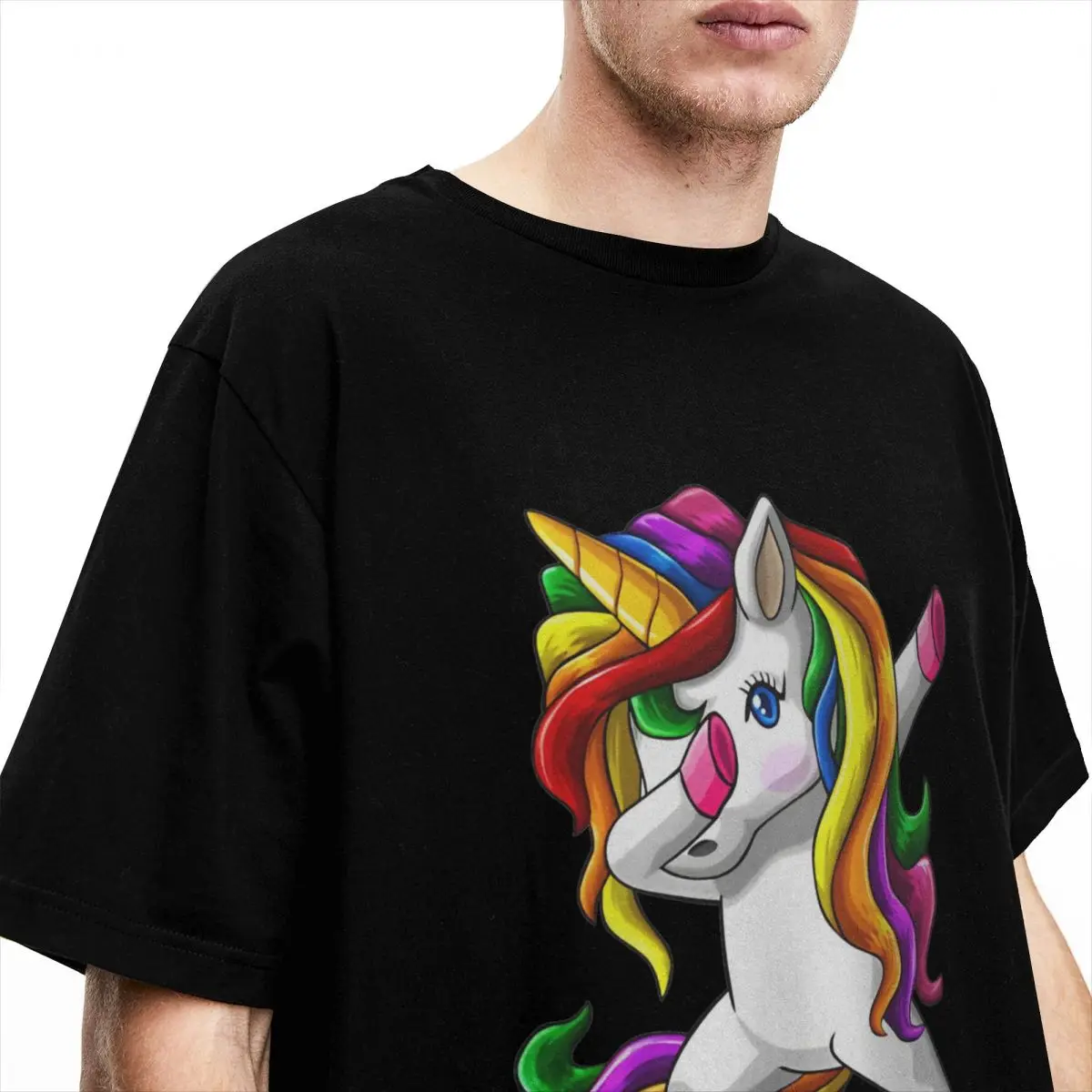 Vintage T-Shirt Rainbow Unicorn 100 Cotton T-Shirts Dabbing Unicorn Hipster Tee Shirt Men Awesome Design Short Sleeve Clothing