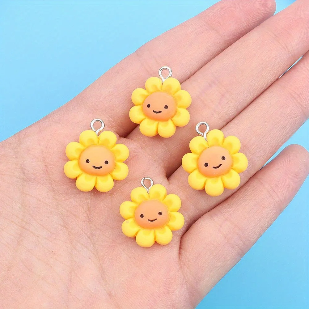 7/27/54pcs Yellow Sunflower-shaped Pendants, Diy Necklaces Earrings, Valentine's Day and Halloween Gift Decoration Accessories