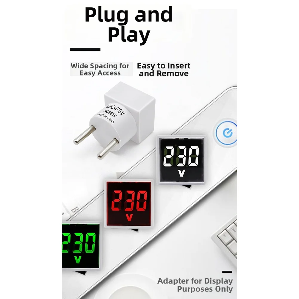 1pc Voltage Meter With Connector LED-FSV Home Digital AC Voltmeter With Square Indicator Light LED Display AC220V Voltmeter