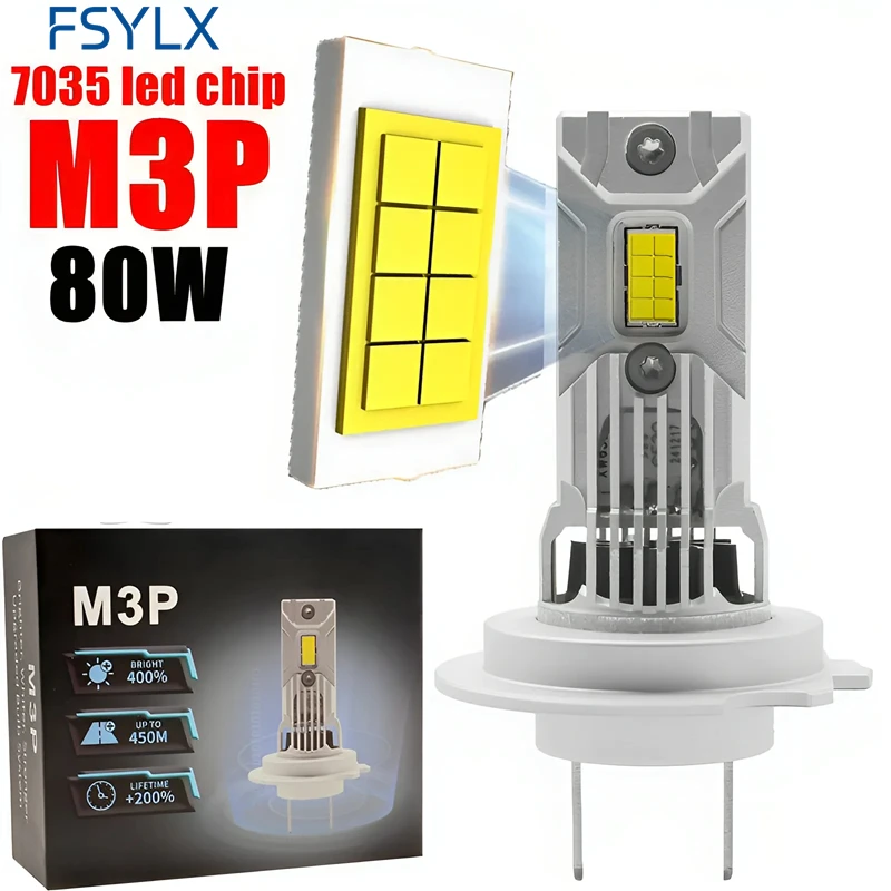 

M3P H7 LED Headlight Bulb Mini Wireless 80W 20000LM 6000K CSP for Car Headlamp Auto Diode Lamps H7 Turbo Led 12V Automobile