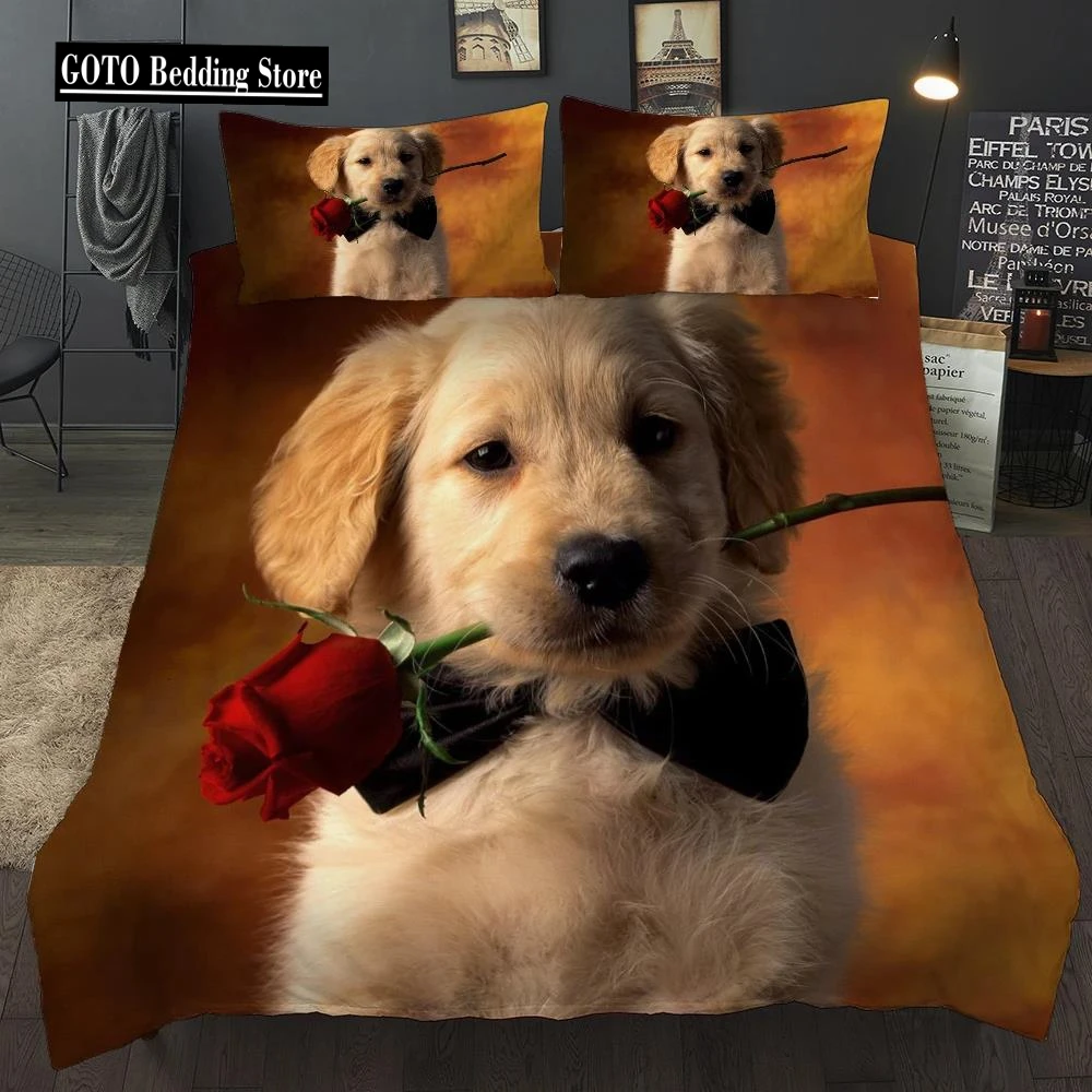 Bed Linen 3D Rose Dachshund Bedclothes For Girl Boy Duvet Cover Sets Twin Bedding Set Dekbedovertrek 240/220 Dachshund Bed Set