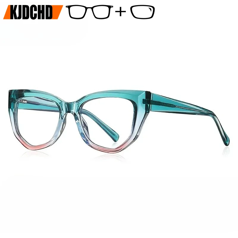

KJDCHD Cat Eye Gradient Frame Progressive Prescription Glasses Anti Blue Light Photochromic Eyewear Optical Myopia Eyeglasses