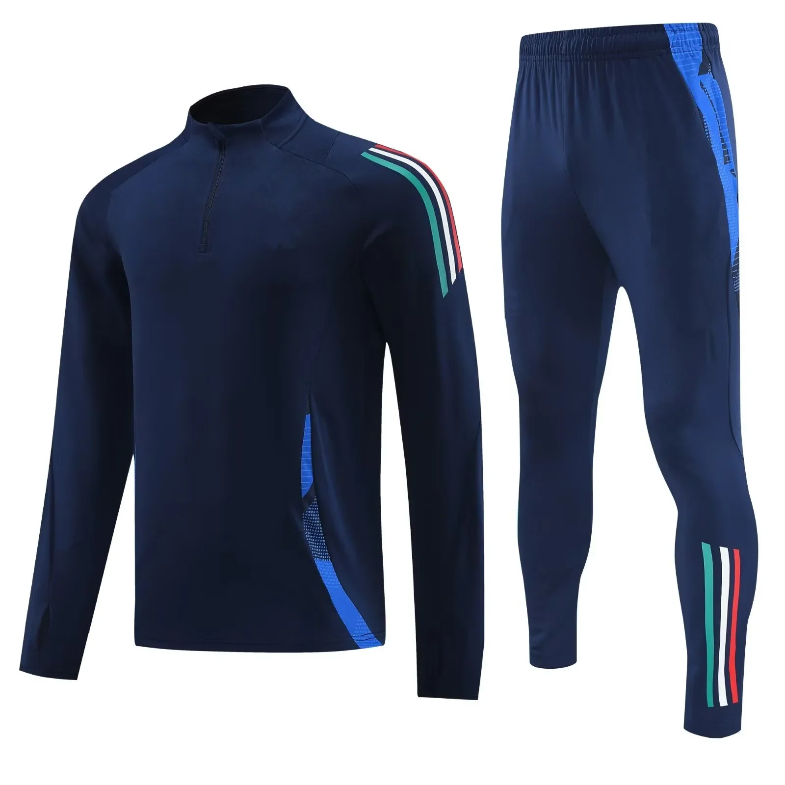 new Men sports set Italian   Fans shirt soccer Half Zipper Jacket Training wear games Jerseys  baseball Kit Tops and trousers