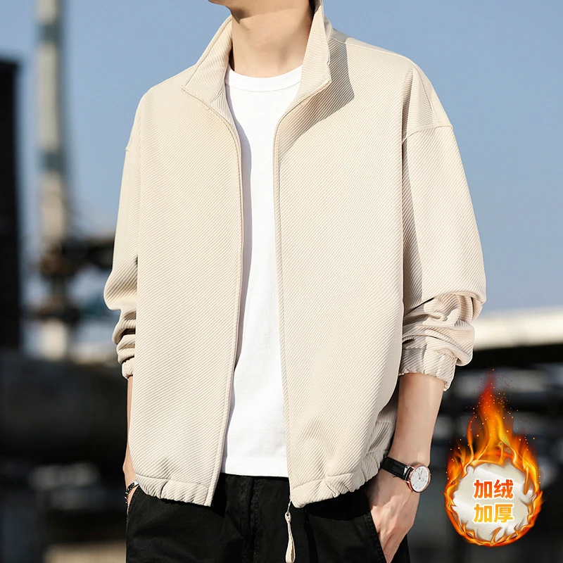 2026 Autumn/Winter Men's Fashion Casual Multi-purpose Solid Collar Loose Fleece Jacket