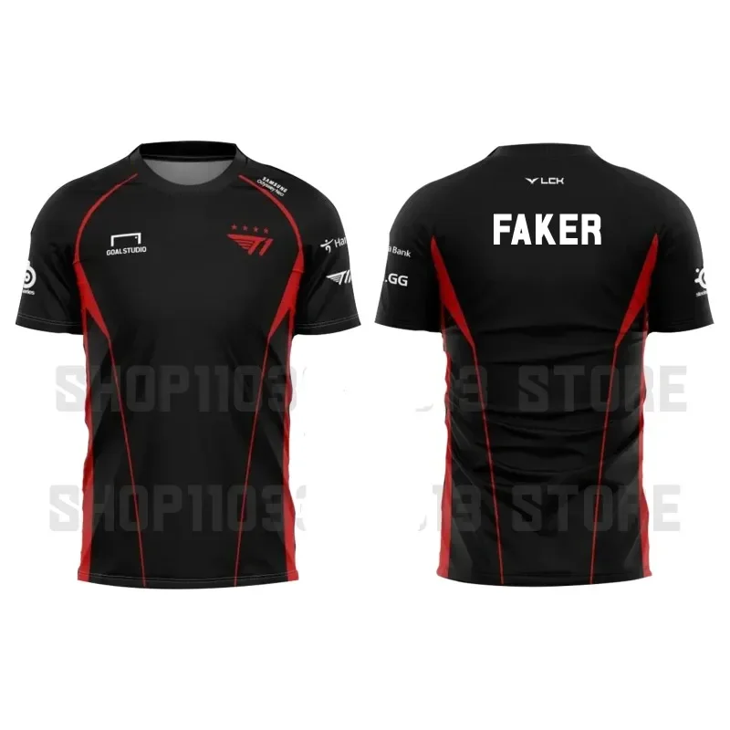 2024 League of Legends S14 Global Finals SKT T1 Team Uniform T-shirt Faker Same Style Clothes LOL Games Faker  Jersey T-shirt