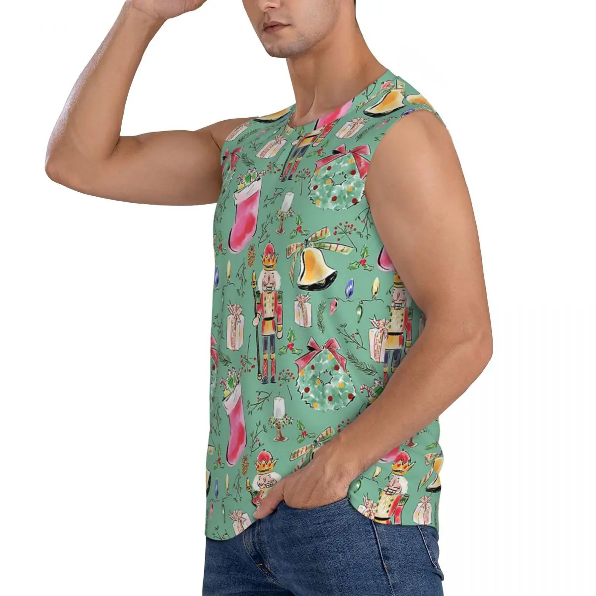Christmas Nutcrackers Stars Ballerina Violin Men Sleeveless Tank Tops Quick Dry Breathable Gym Fitness Running Summer Sport Vest