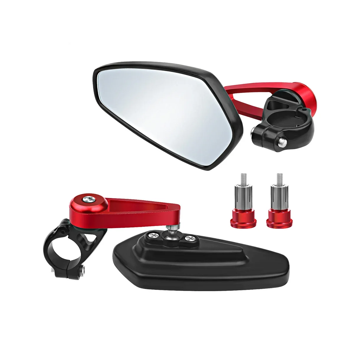 

1Pair Motorcycle Mirrors Universal Motorbike Bike Handlebar Rear View Mirror Fit for 22mm Handlebar End 180 Degree Adjustability