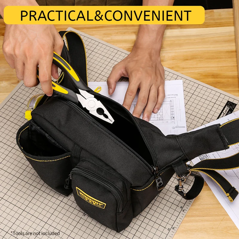 1pc Thickened Electrician Tool Waist Bag, Multifunctional Oxford Cloth Wideband Maintenance Tool Bag