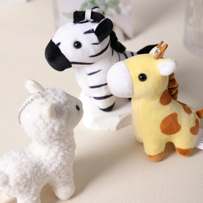 Cartoon Cute Cartoon Giraffe Doll Plush Toy Keychain Creative Small Animal Plush Giraffe Backpack Pendant Children Birthday Gift