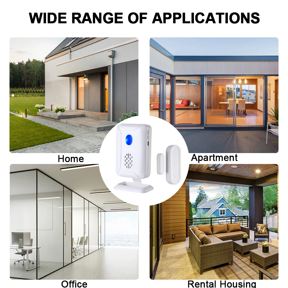 Беспроводной звонок открытой двери, 30 мелодий, магазин, приветственный звонок, светодиодные индикаторы для бизнес-магазина, входная дверь, окно, сигнальный звонок