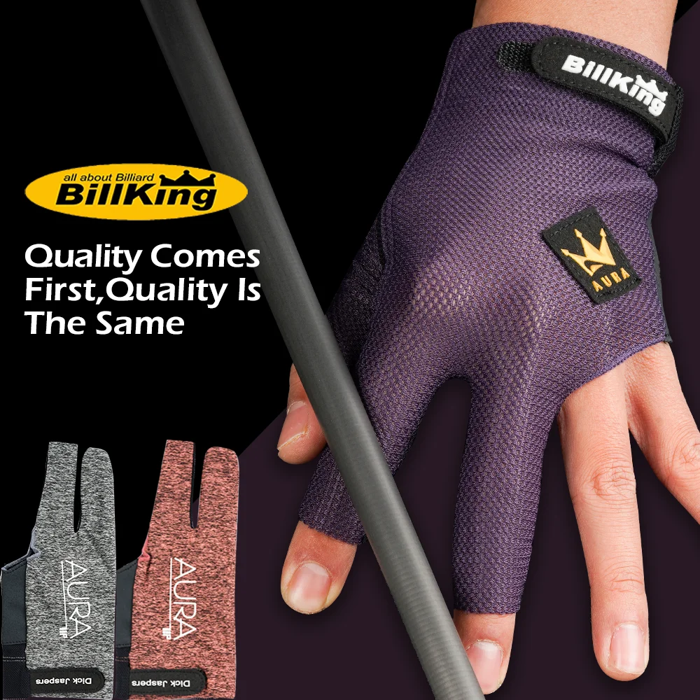 BILLKING Professional Billiard Stick Glove, Billiards Accessories, 3 Fingers Left Mesh Carom Cue Gloves, Korea
